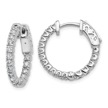 14k White Gold (Holds 34-1.9mm Round) In/Out Hoop with Safety Clasp Earring Mountings