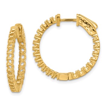 14k (Holds 44-1.9mm Round) In/Out Hoop with Safety Clasp Earring Mountings