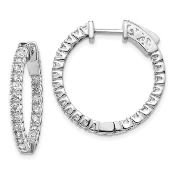 14k White Gold (Holds 44-1.9mm Round) In/Out Hoop with Safety Clasp Earring Mountings
