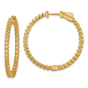 14k (Holds 70-1.9mm Round) In/Out Hoop with Safety Clasp Earring Mountings