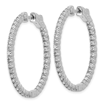 14k White Gold (Holds 70-1.9mm Round) In/Out Hoop with Safety Clasp Earring Mountings — alternate view