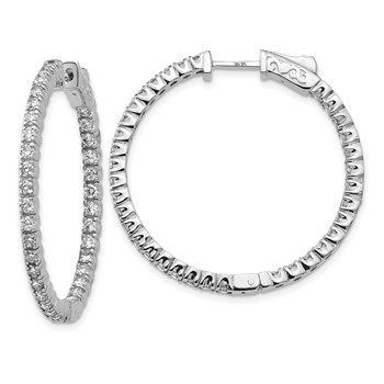 14k White Gold (Holds 70-1.9mm Round) In/Out Hoop with Safety Clasp Earring Mountings