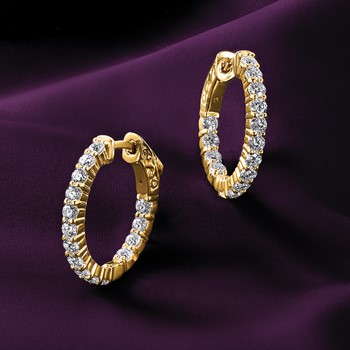 14k 1.5ct 2.30mm G H I True Light Moissanite Hoop w/Safety Clasp Earrings — alternate view