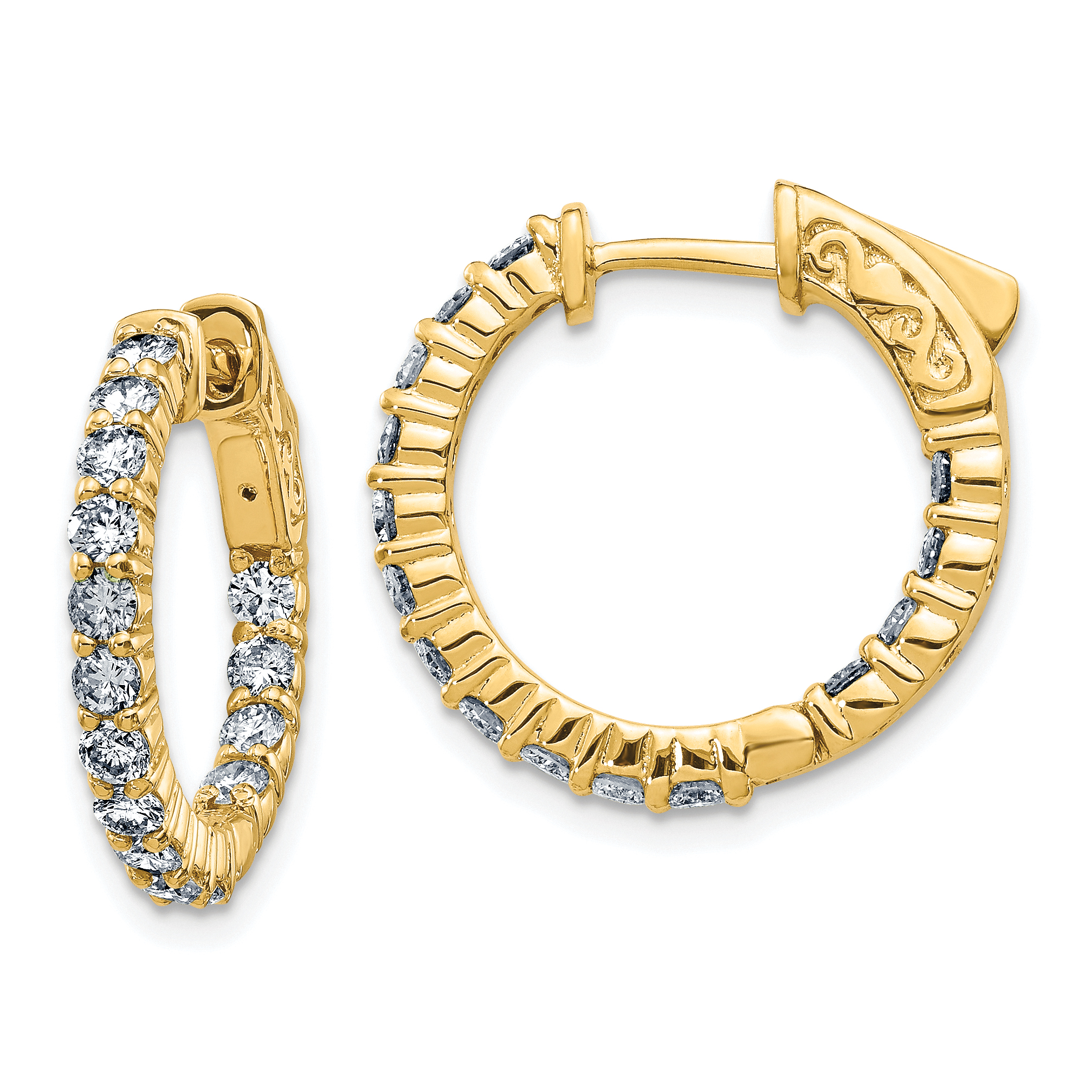 14k 1.5ct 2.30mm G H I True Light Moissanite Hoop w/Safety Clasp Earrings
