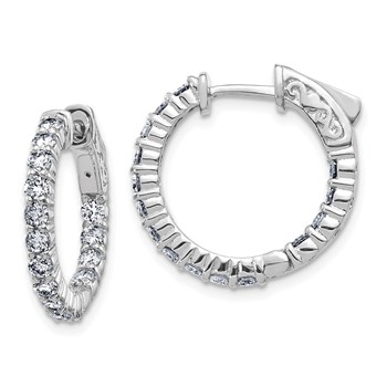 14kw 1.5ct 2.30mm G H I True Light Moissanite Hoop w/Safety Clasp Earrings