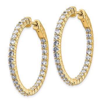 14k 3ct. 2.30mm G H I True Light Moissanite Round Hoop w/Safety Clasp Earri — alternate view