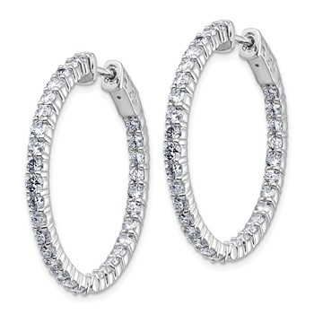 14k White Gold 3ct. 2.30mm G H I True Light Moissanite Hoop w/Safety Clasp — alternate view