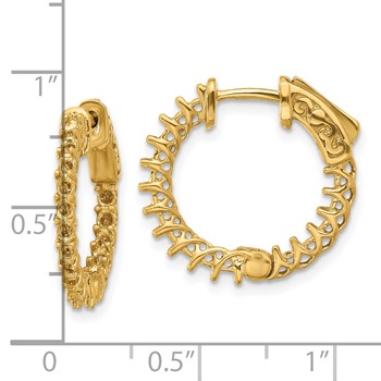 14k (Holds 36-1.9mm Round) In/Out Hoop with Safety Clasp Earring Mountings — alternate view