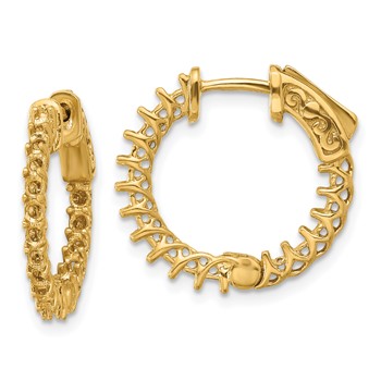 14k (Holds 36-1.9mm Round) In/Out Hoop with Safety Clasp Earring Mountings