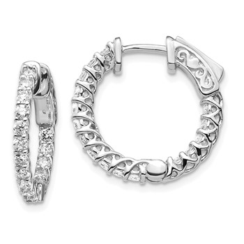 14k White Gold (Holds 36-1.9mm Round) In/Out Hoop with Safety Clasp Earring Mountings