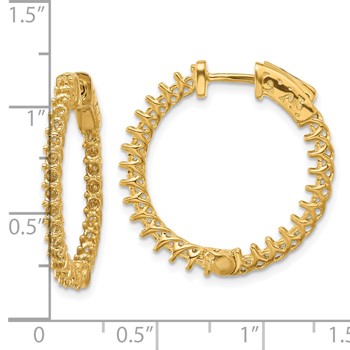 14k (Holds 54-1.9mm Round) In/Out Hoop with Safety Clasp Earring Mountings — alternate view