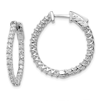 14k White Gold (Holds 54-1.9mm Round) In/Out Hoop with Safety Clasp Earring Mountings