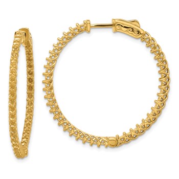 14k (Holds 84-1.9mm Round) In/Out Hoop with Safety Clasp Earring Mountings