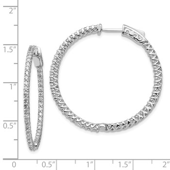 14k White Gold (Holds 84-1.9mm Round) In/Out Hoop with Safety Clasp Earring Mountings — alternate view