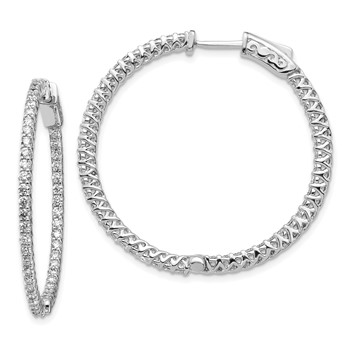 14k White Gold (Holds 84-1.9mm Round) In/Out Hoop with Safety Clasp Earring Mountings
