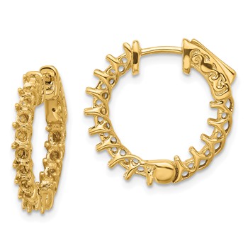 14k (Holds 30-2.6mm Round) In/Out Hoop with Safety Clasp Earring Mountings