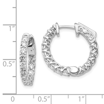 14k White Gold (Holds 30-2.6mm Round) In/Out Hoop with Safety Clasp Earring Mountings — alternate view