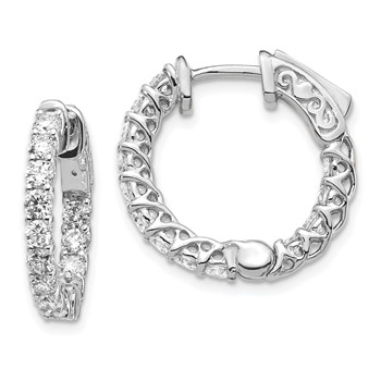 14k White Gold (Holds 30-2.6mm Round) In/Out Hoop with Safety Clasp Earring Mountings