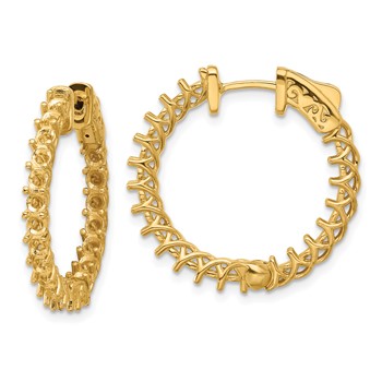 14k (Holds 44-2.6mm Round) In/Out Hoop with Safety Clasp Earring Mountings