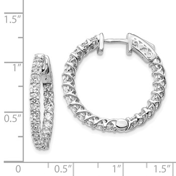 14k White Gold (Holds 44-2.6mm Round) In/Out Hoop with Safety Clasp Earring Mountings — alternate view