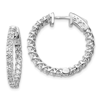 14k White Gold (Holds 44-2.6mm Round) In/Out Hoop with Safety Clasp Earring Mountings