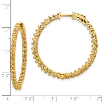 14k (Holds 70-2.6mm Round) In/Out Hoop with Safety Clasp Earring Mountings — alternate view