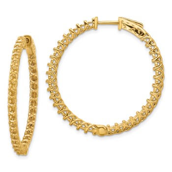 14k (Holds 70-2.6mm Round) In/Out Hoop with Safety Clasp Earring Mountings