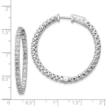 14k White Gold (Holds 70-2.6mm Round) In/Out Hoop with Safety Clasp Earring Mountings — alternate view