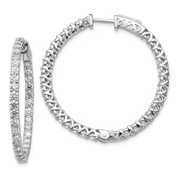 14k White Gold (Holds 70-2.6mm Round) In/Out Hoop with Safety Clasp Earring Mountings