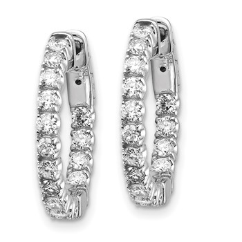 14k White Gold (Holds 30-2.3mm Round) In/Out Hoop with Safety Clasp Earring Mountings — alternate view