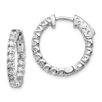 14k White Gold (Holds 30-2.3mm Round) In/Out Hoop with Safety Clasp Earring Mountings