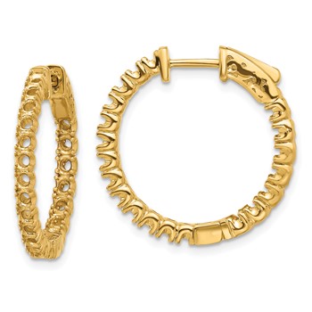 14k (Holds 40-2.3mm Round) In/Out Hoop with Safety Clasp Earring Mountings