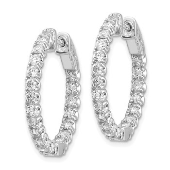 14k White Gold (Holds 40-2.3mm Round) In/Out Hoop with Safety Clasp Earring Mountings — alternate view