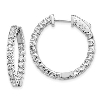 14k White Gold (Holds 40-2.3mm Round) In/Out Hoop with Safety Clasp Earring Mountings
