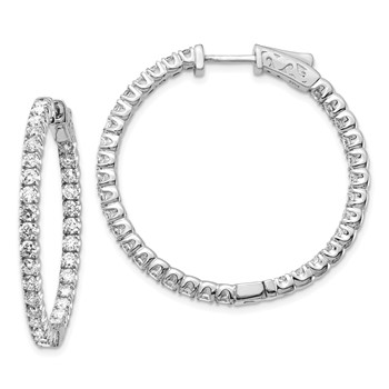 14k White Gold (Holds 66-2.3mm Round) In/Out Hoop with Safety Clasp Earring Mountings