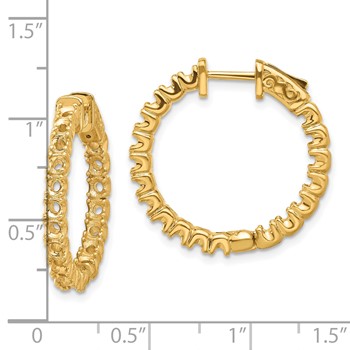 14k (Holds 38-2.6mm Round) In/Out Hoop with Safety Clasp Earring Mountings — alternate view