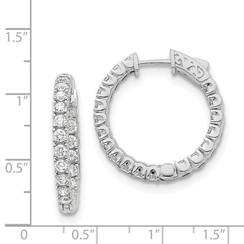 14k White Gold (Holds 38-2.6mm Round) In/Out Hoop with Safety Clasp Earring Mountings — alternate view