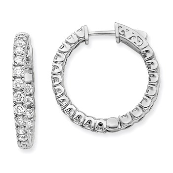 14k White Gold (Holds 38-2.6mm Round) In/Out Hoop with Safety Clasp Earring Mountings