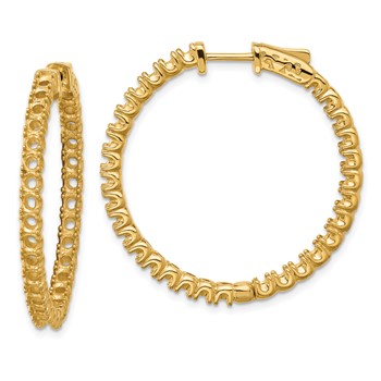 14k (Holds 62-2.6mm Round) In/Out Hoop with Safety Clasp Earring Mountings