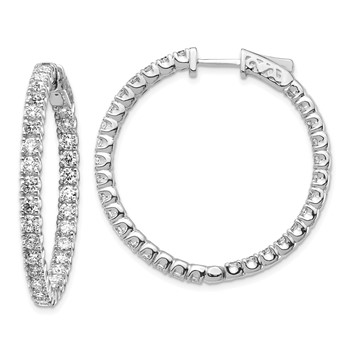 14k White Gold (Holds 62-2.6mm Round) In/Out Hoop with Safety Clasp Earring Mountings
