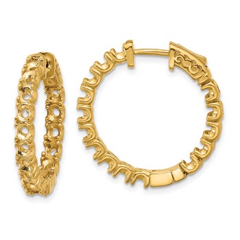 14k (Holds 30-2.9mm Round) In/Out Hoop with Safety Clasp Earring Mountings