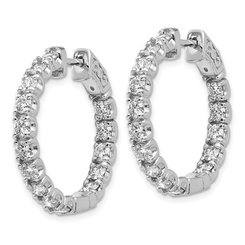 14k White Gold (Holds 30-2.9mm Round) In/Out Hoop with Safety Clasp Earring Mountings — alternate view