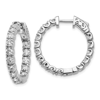 14k White Gold (Holds 30-2.9mm Round) In/Out Hoop with Safety Clasp Earring Mountings