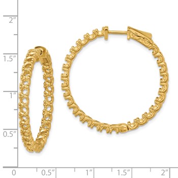 14k (Holds 52-2.9mm Round) In/Out Hoop with Safety Clasp Earring Mountings — alternate view