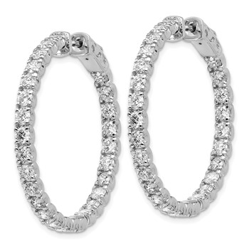 14k White Gold (Holds 52-2.9mm Round) In/Out Hoop with Safety Clasp Earring Mountings — alternate view