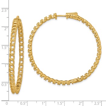 14k (Holds 78-2.9mm Round) In/Out Hoop with Safety Clasp Earring Mountings — alternate view