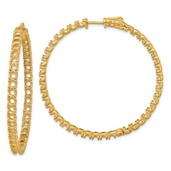 14k (Holds 78-2.9mm Round) In/Out Hoop with Safety Clasp Earring Mountings