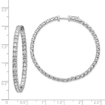 14k White Gold (Holds 78-2.9mm Round) In/Out Hoop with Safety Clasp Earring Mountings — alternate view