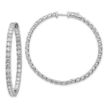 14k White Gold (Holds 78-2.9mm Round) In/Out Hoop with Safety Clasp Earring Mountings