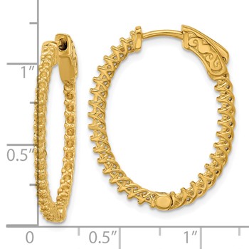 14k (Holds 60-1.7mm Round) Oval In/Out Hoop with Safety Clasp Earring Mountings — alternate view